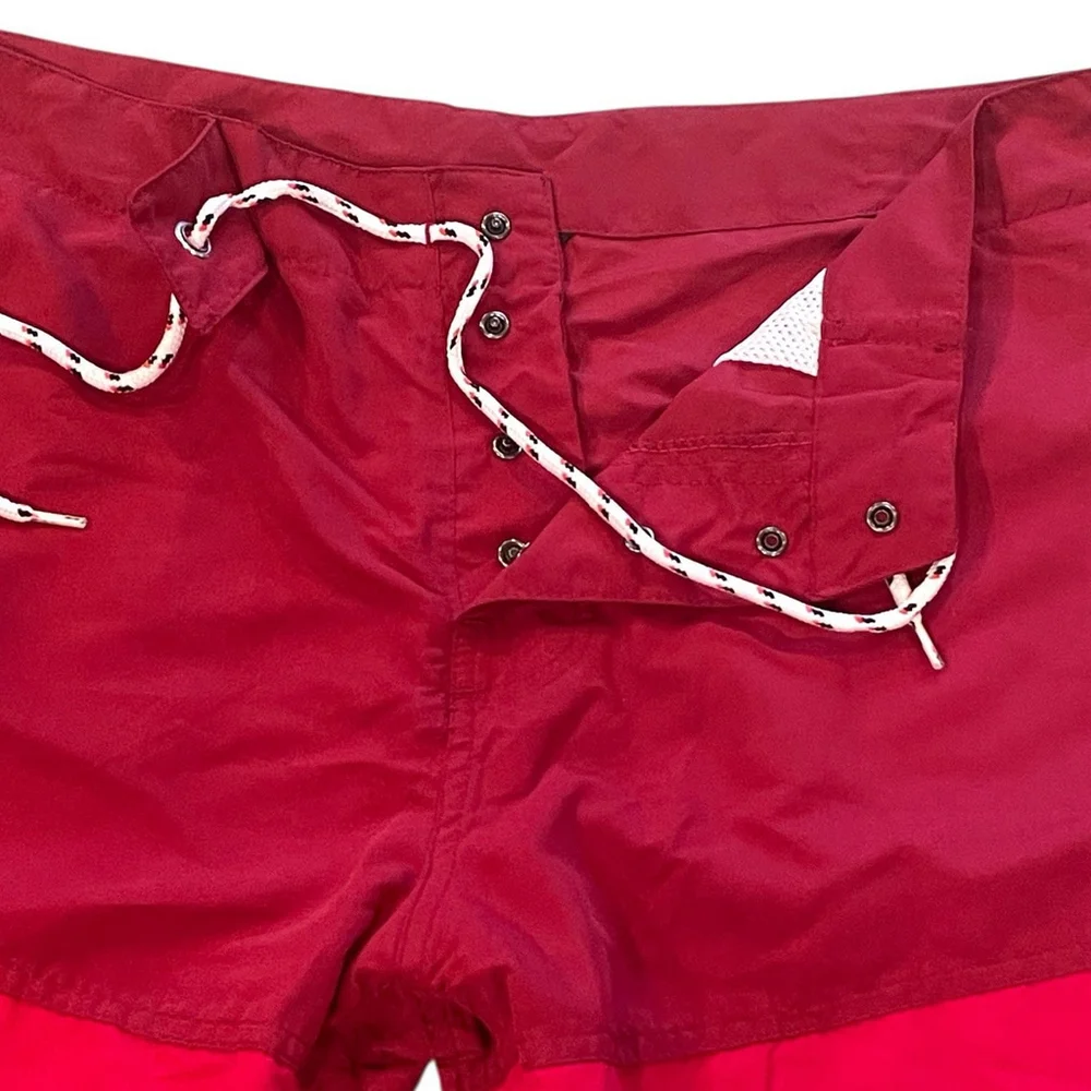 Adam Levine Mens Medium Swim Trunks Shorts Color Block Two Tone Red Pockets NEW